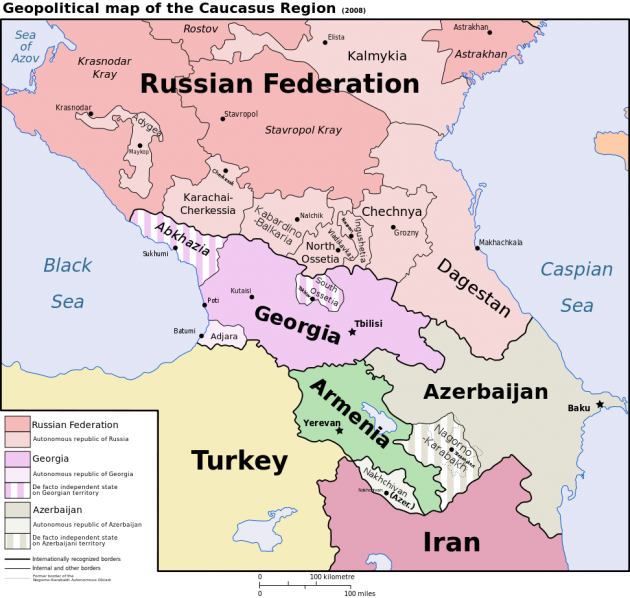 نقشه کشورهای قفقاز